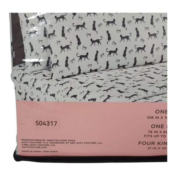Juicy Couture King Sheet Set With Leopard Print & 4 King Pillowcases Polyester - Picture 7 of 8